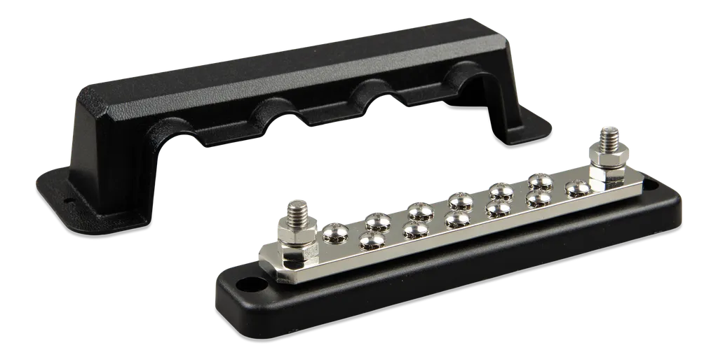 Busbar 250A 1P M6 with 12 screws +cover | red